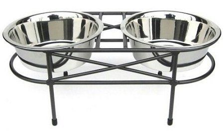 Mesh Elevated Double Dog Bowl - Small/Black