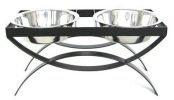 SeeSaw Double Elevated Dog Bowl - Large/Black